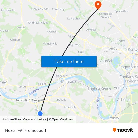 Nezel to Fremecourt map