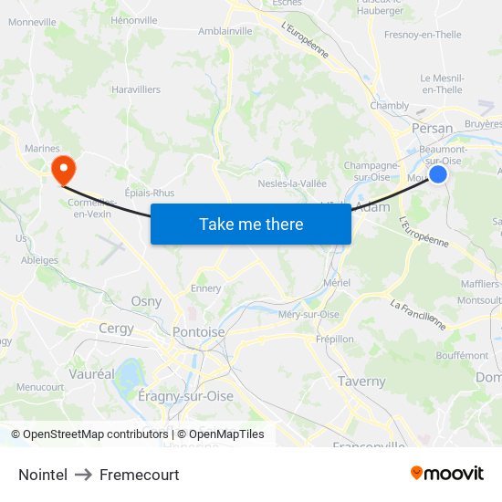 Nointel to Fremecourt map
