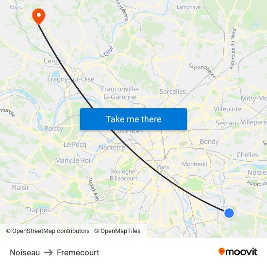 Noiseau to Fremecourt map