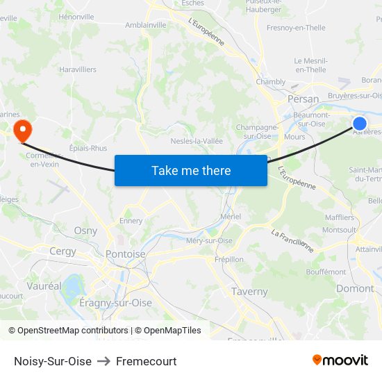 Noisy-Sur-Oise to Fremecourt map