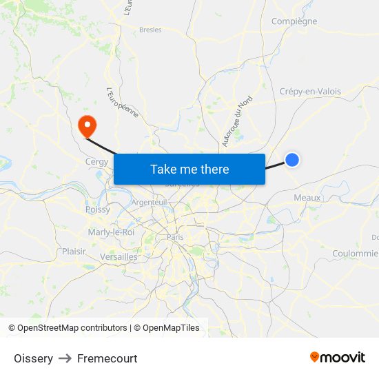 Oissery to Fremecourt map