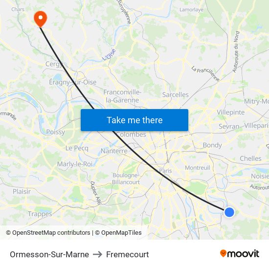 Ormesson-Sur-Marne to Fremecourt map