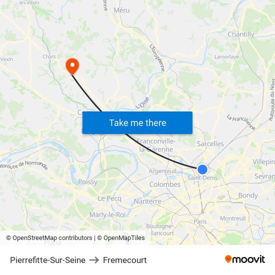 Pierrefitte-Sur-Seine to Fremecourt map