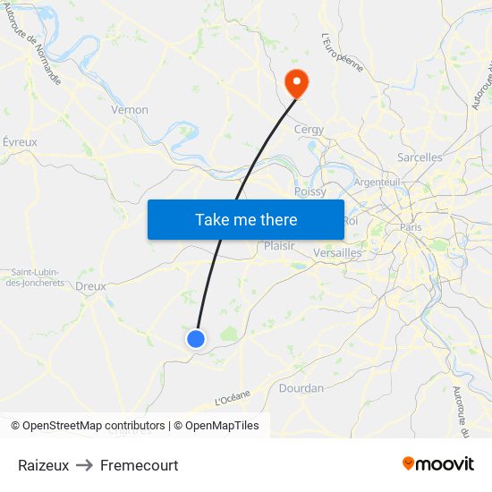 Raizeux to Fremecourt map