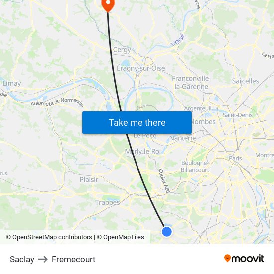 Saclay to Fremecourt map