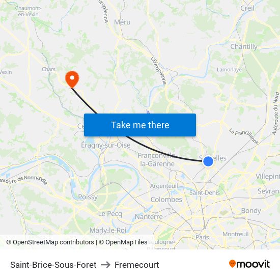 Saint-Brice-Sous-Foret to Fremecourt map