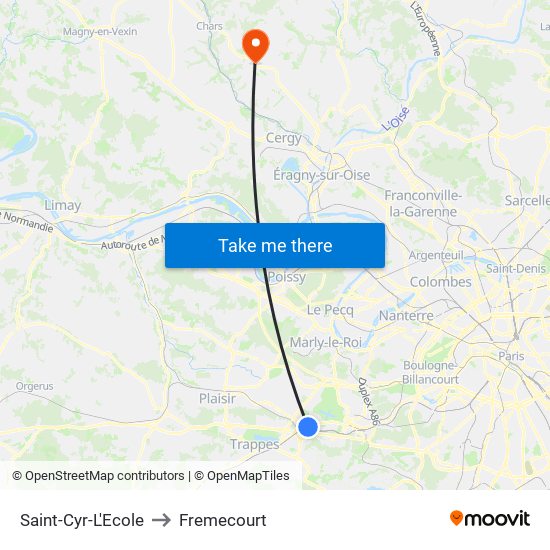 Saint-Cyr-L'Ecole to Fremecourt map