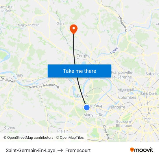 Saint-Germain-En-Laye to Fremecourt map