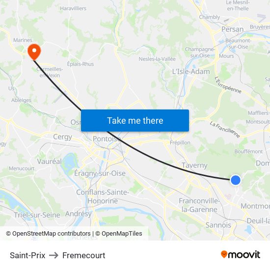 Saint-Prix to Fremecourt map