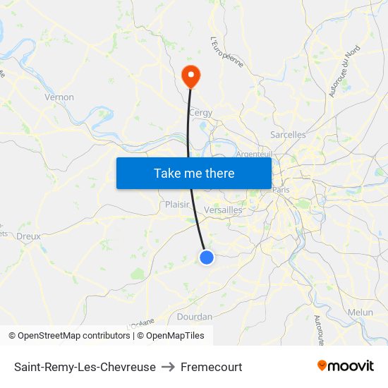 Saint-Remy-Les-Chevreuse to Fremecourt map
