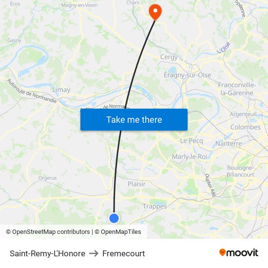Saint-Remy-L'Honore to Fremecourt map