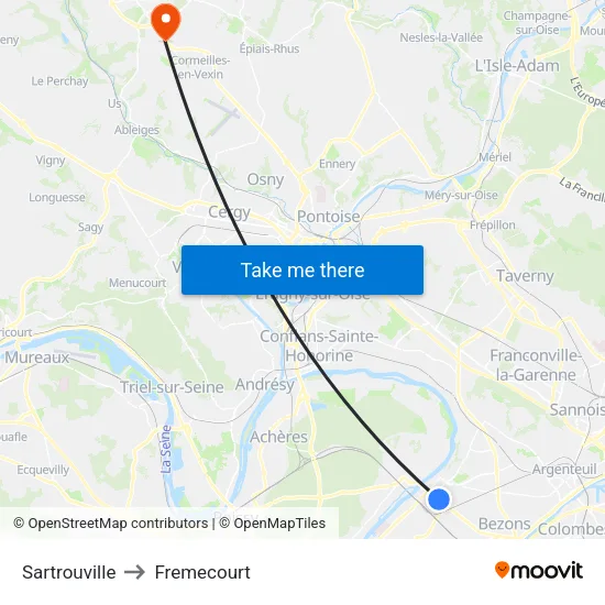 Sartrouville to Fremecourt map