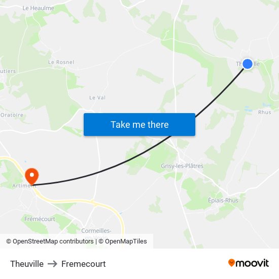 Theuville to Fremecourt map