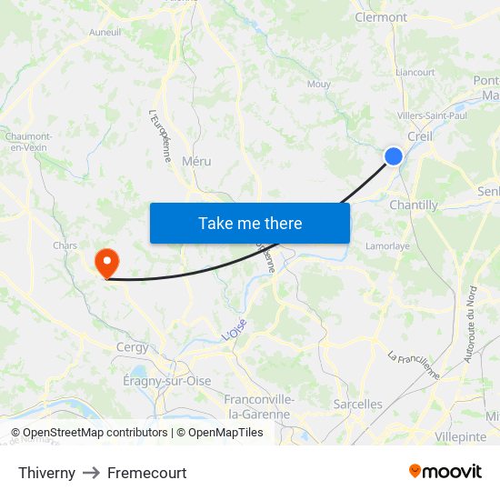 Thiverny to Fremecourt map