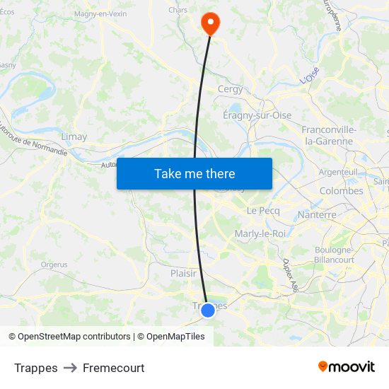 Trappes to Fremecourt map