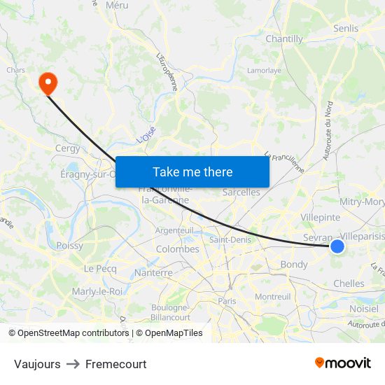 Vaujours to Fremecourt map