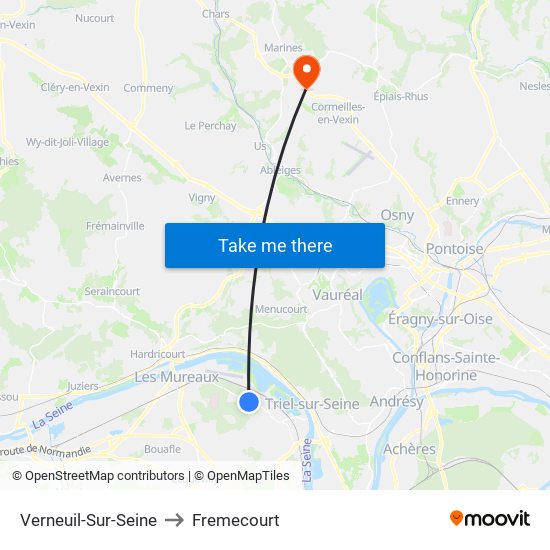 Verneuil-Sur-Seine to Fremecourt map