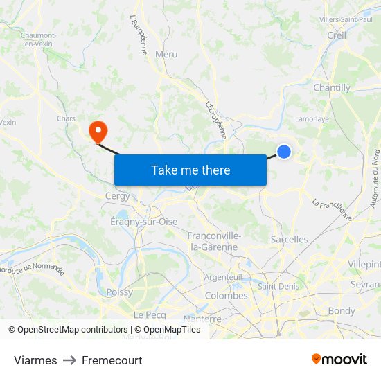 Viarmes to Fremecourt map