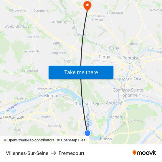 Villennes-Sur-Seine to Fremecourt map