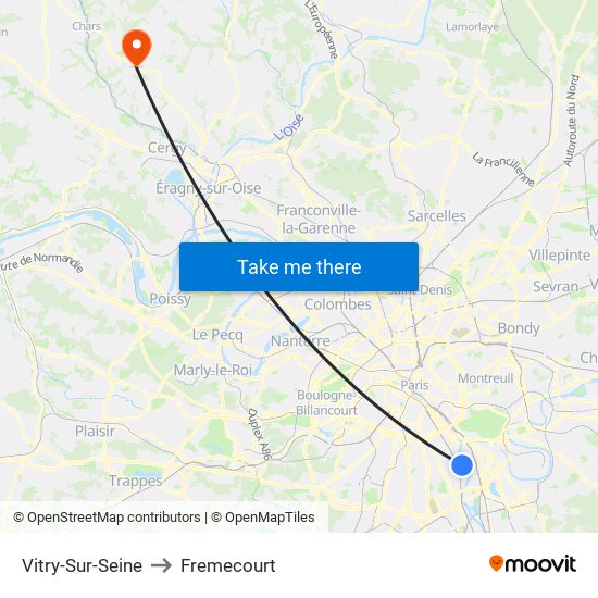 Vitry-Sur-Seine to Fremecourt map