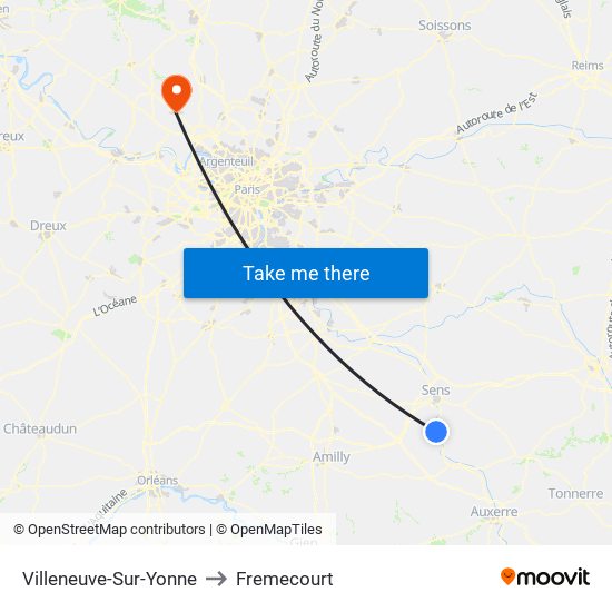 Villeneuve-Sur-Yonne to Fremecourt map
