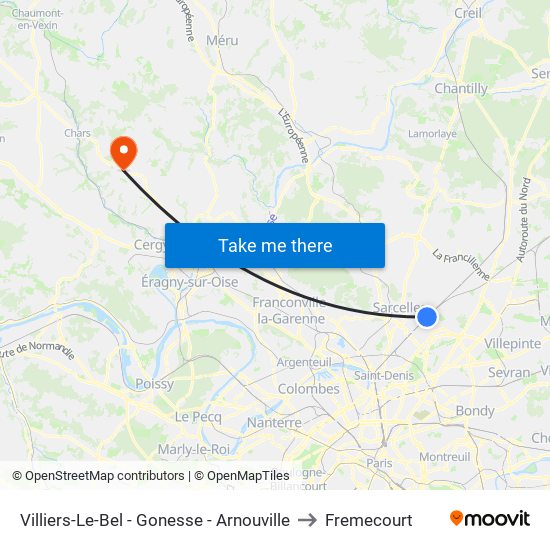 Villiers-Le-Bel - Gonesse - Arnouville to Fremecourt map