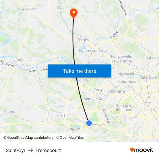 Saint-Cyr to Fremecourt map