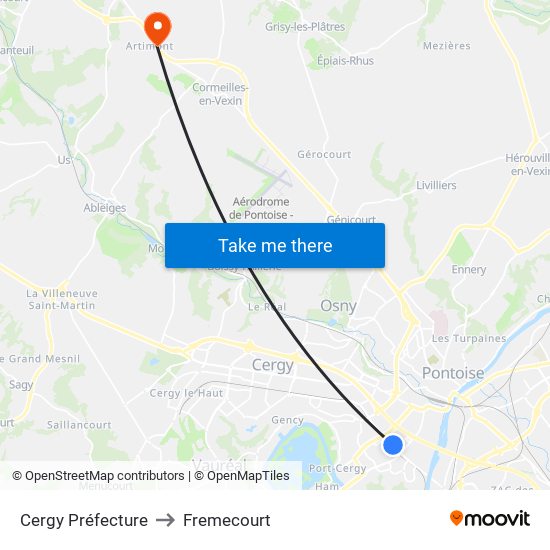 Cergy Préfecture to Fremecourt map