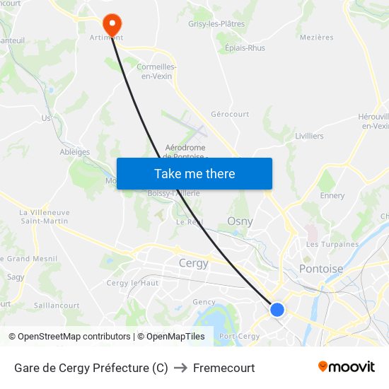 Gare de Cergy Préfecture (C) to Fremecourt map