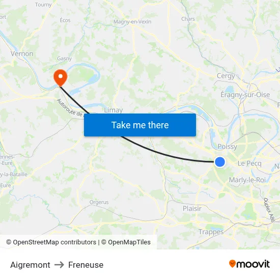 Aigremont to Freneuse map