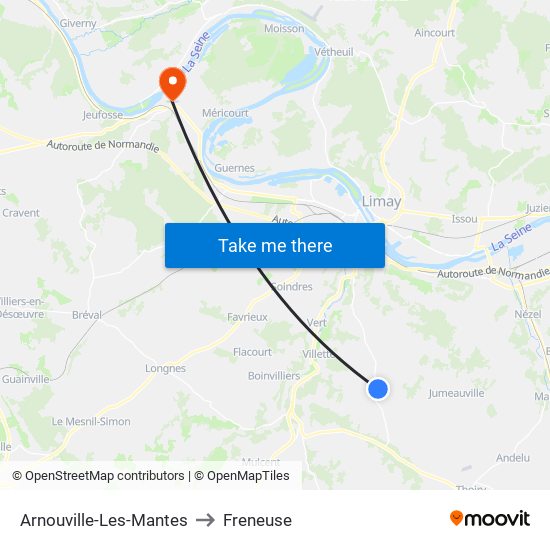 Arnouville-Les-Mantes to Freneuse map
