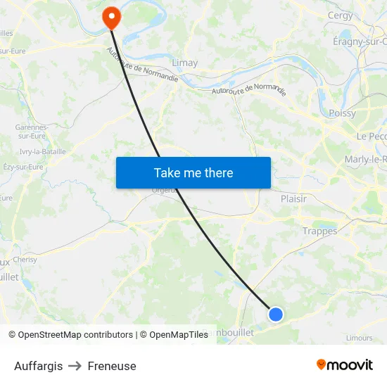 Auffargis to Freneuse map