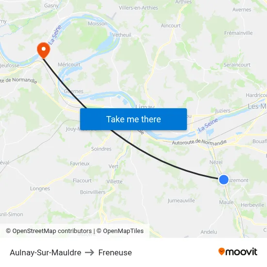 Aulnay-Sur-Mauldre to Freneuse map