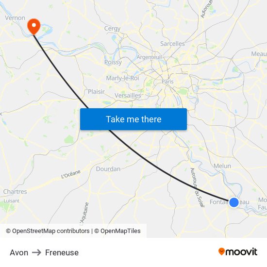 Avon to Freneuse map