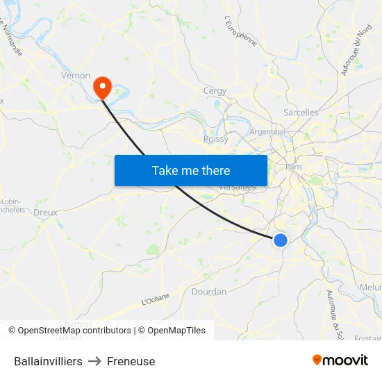 Ballainvilliers to Freneuse map