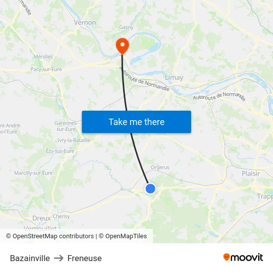Bazainville to Freneuse map