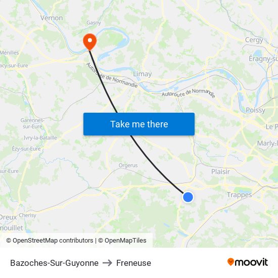 Bazoches-Sur-Guyonne to Freneuse map