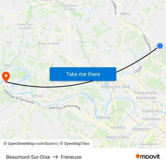 Beaumont-Sur-Oise to Freneuse map