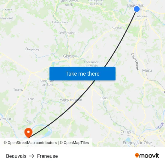 Beauvais to Freneuse map