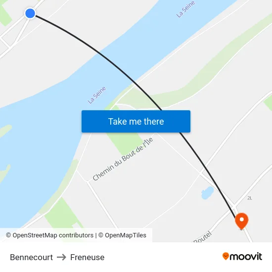 Bennecourt to Freneuse map