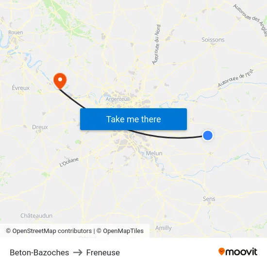 Beton-Bazoches to Freneuse map