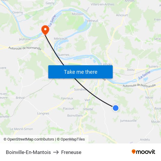 Boinville-En-Mantois to Freneuse map