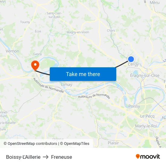 Boissy-L'Aillerie to Freneuse map