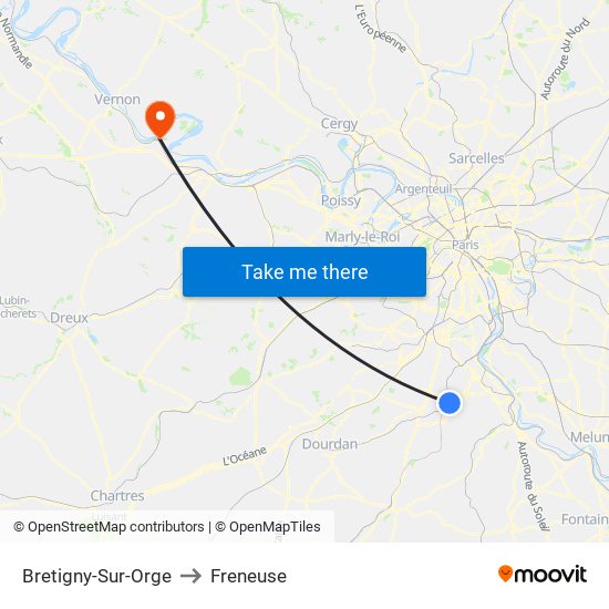 Bretigny-Sur-Orge to Freneuse map