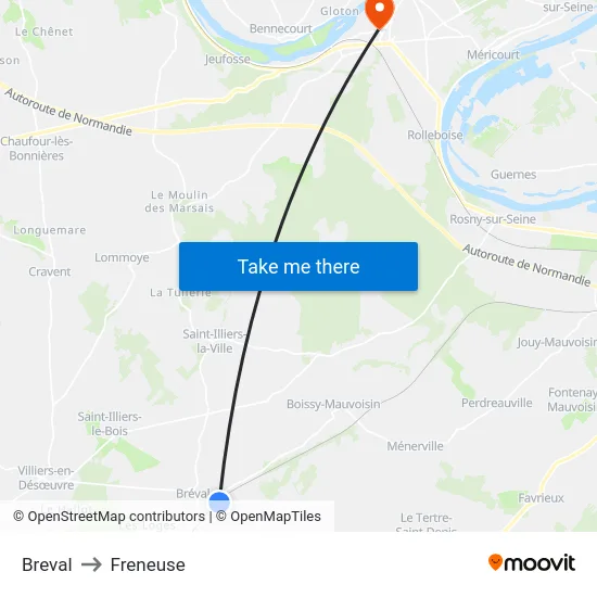 Breval to Freneuse map
