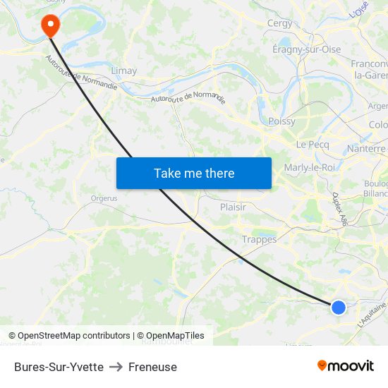 Bures-Sur-Yvette to Freneuse map