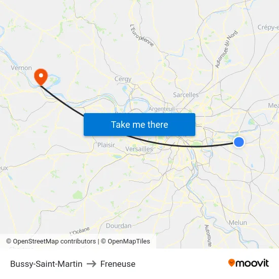 Bussy-Saint-Martin to Freneuse map