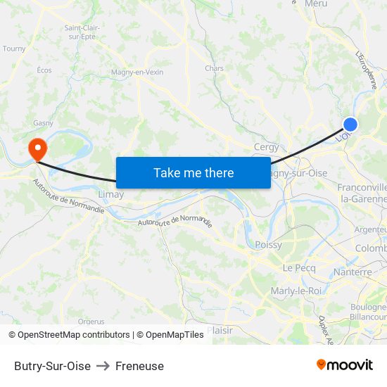 Butry-Sur-Oise to Freneuse map