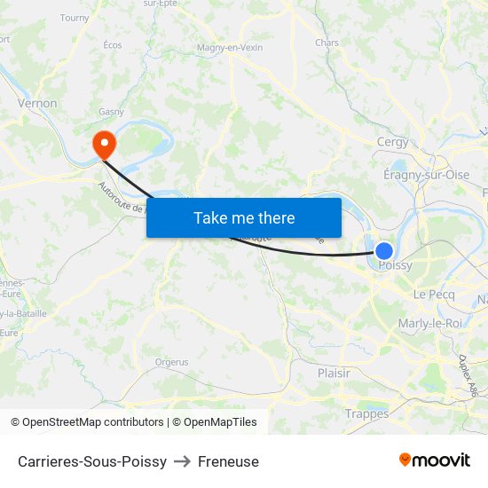 Carrieres-Sous-Poissy to Freneuse map