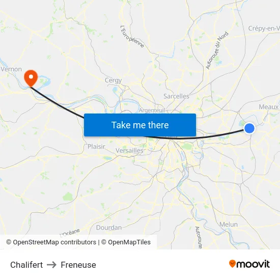 Chalifert to Freneuse map